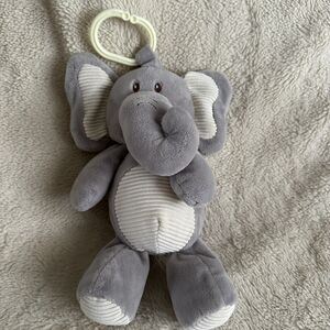 Kellytoy Rattle Grey Elephant Clip On Carseat Stroller Plush 8" Stuffed Animal
